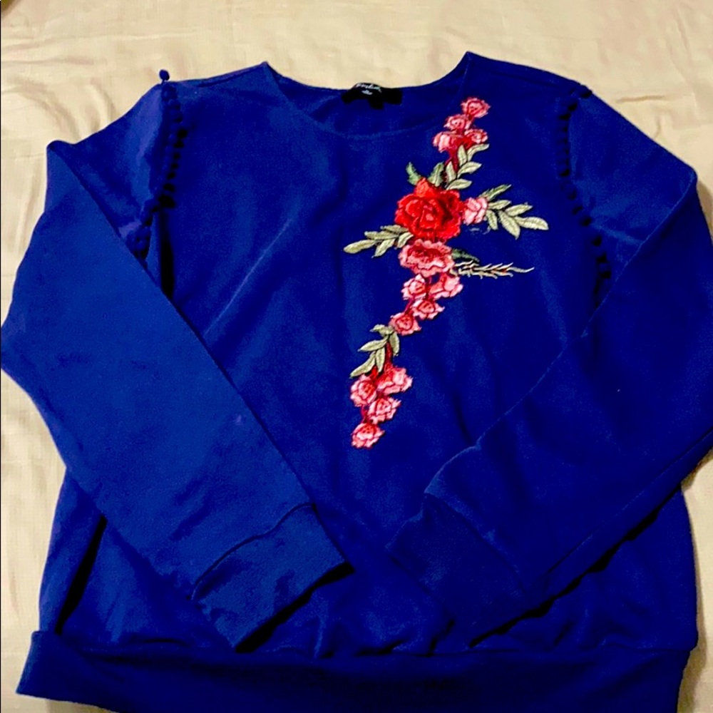 Navy blue floral sweater